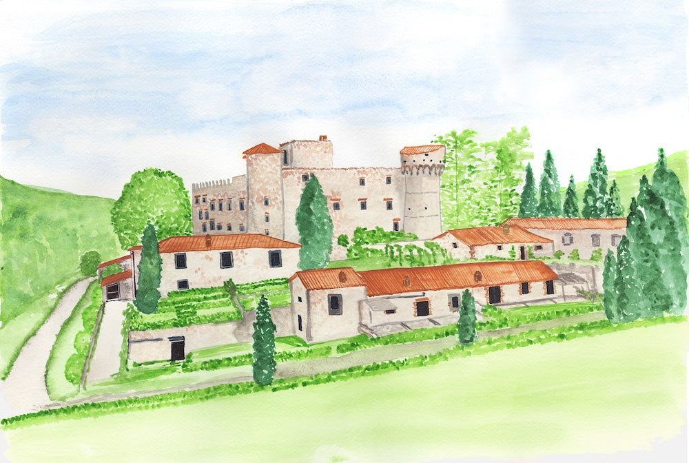 Custom Wedding Venue Watercolor Painting – Destination Architecture Art