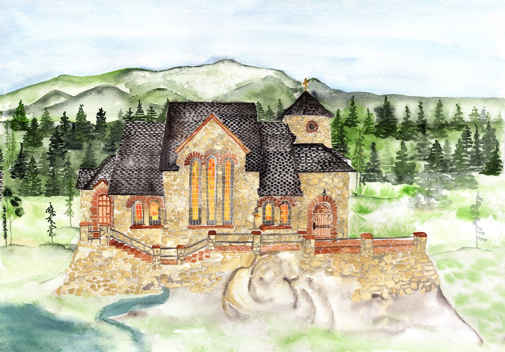 Custom Wedding Venue Watercolor Painting – Destination Architecture Art